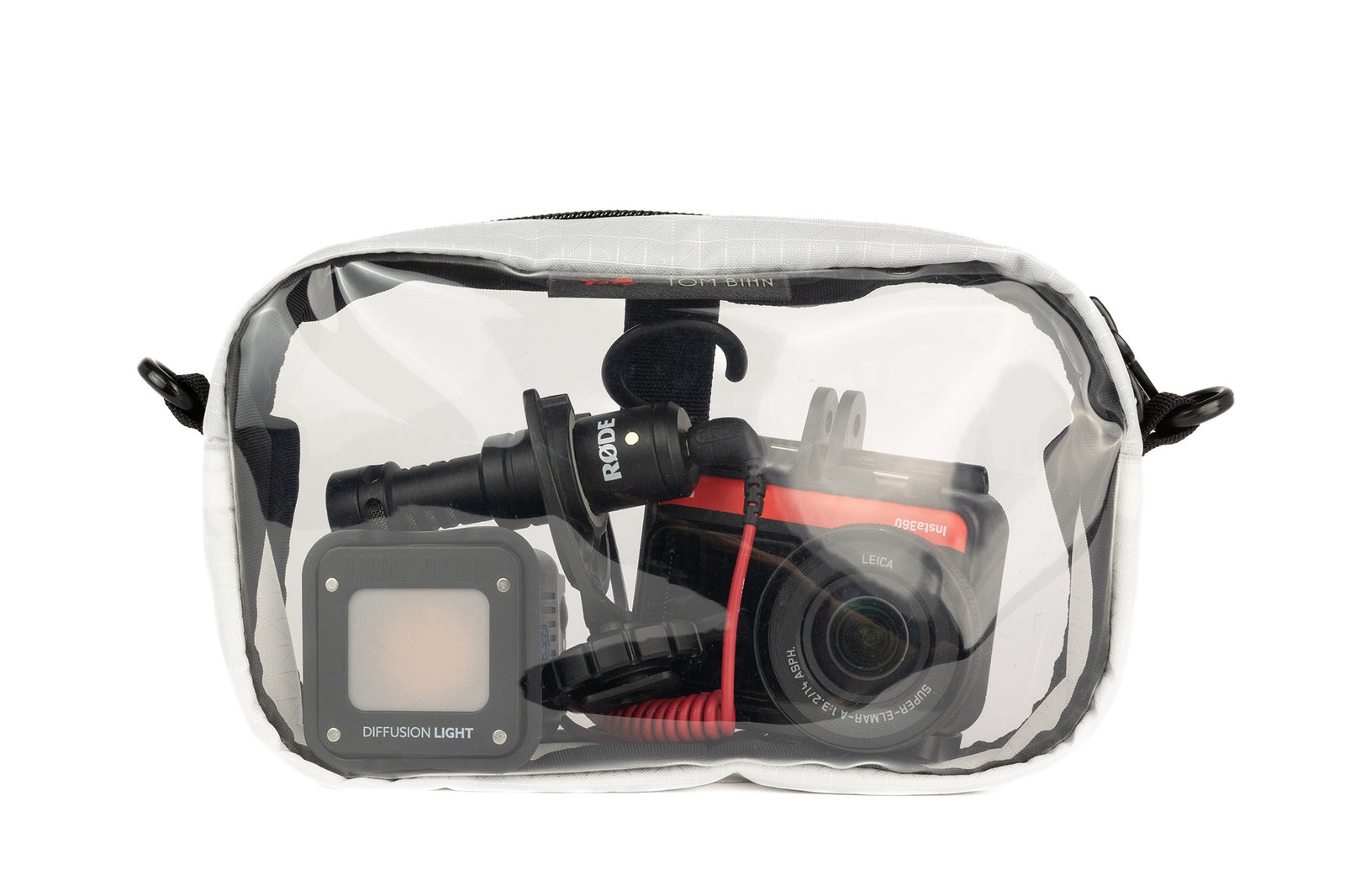 visible variant TB0917-TD^^A Tahoma (white with white grid pattern) Halcyon 3D Clear Organizer Cube filled with sundries.