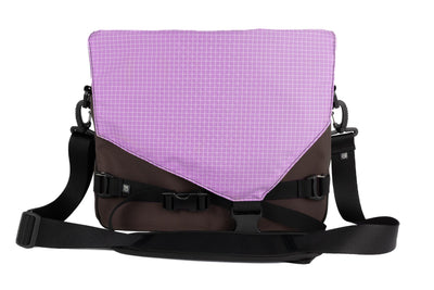 visible variant TB0204-RKYD^^The Maker's Bag in Ursa (brown-grey) Ballistic with a Wisteria (pale purple with white grid) 200 Halcyon interior.