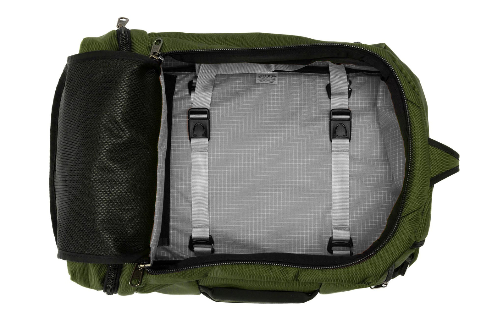 visible variant TB0902-VKND^^ An open Techonaut 30 with a Saguaro (olive green) exterior and an Zest (orange) interior.