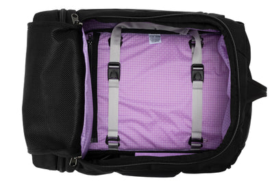 visible variant TB0903-BKYD^^ An open Techonaut 45 with a Black exterior and a Wisteria (pale purple) interior.