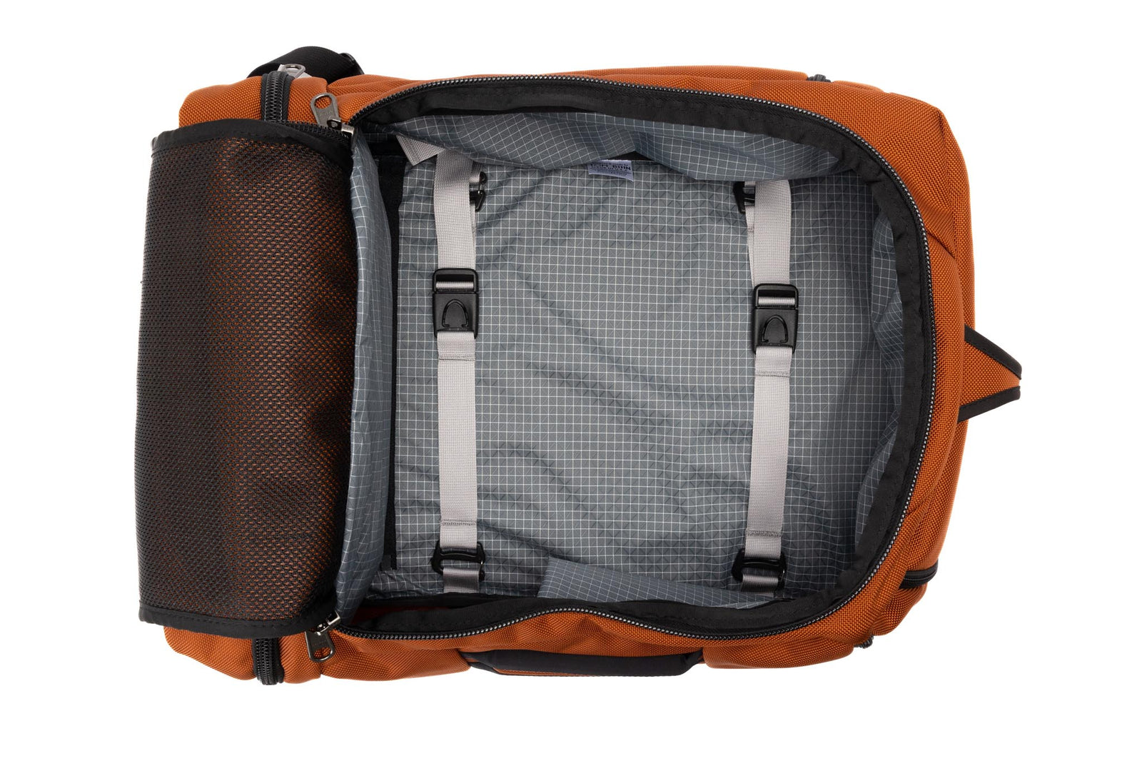 visible variant TB0903-TBND TB0903-TKND^^ An open Techonaut 45 with a Burnt Orange exterior and a Northwest Sky (grey) interior.