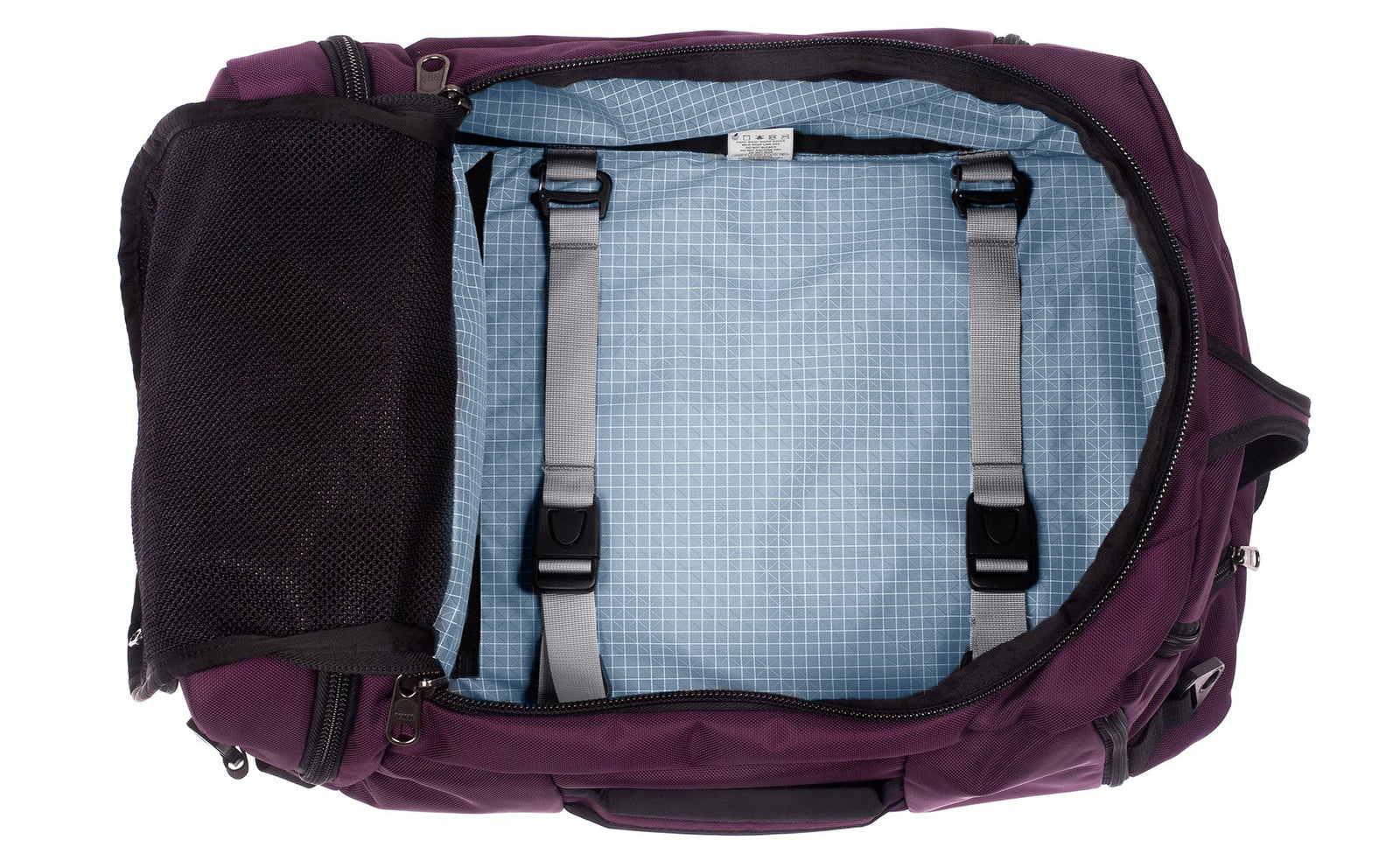 visible variant TB0903-UK7D^^ An open Techonaut 45 with an Aubergine (red-ish purple) exterior and a Tidal (pale blue with white grid) interior.