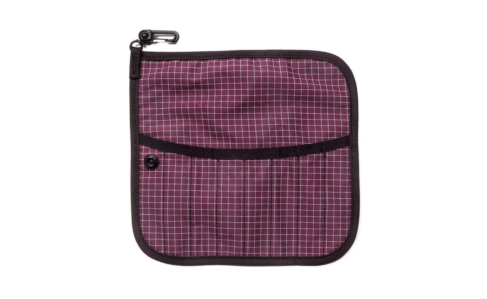 visible variant TB1235-5D^^The front of a Tool Pen Wrap in Acai (dark purple with white grid) 200 Halcyon.