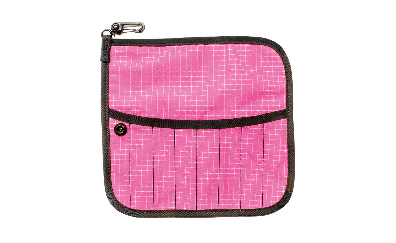 visible variant TB1235-PD^^The front of a Tool Pen Wrap in Cerise (pink with white grid) 200 Halcyon.