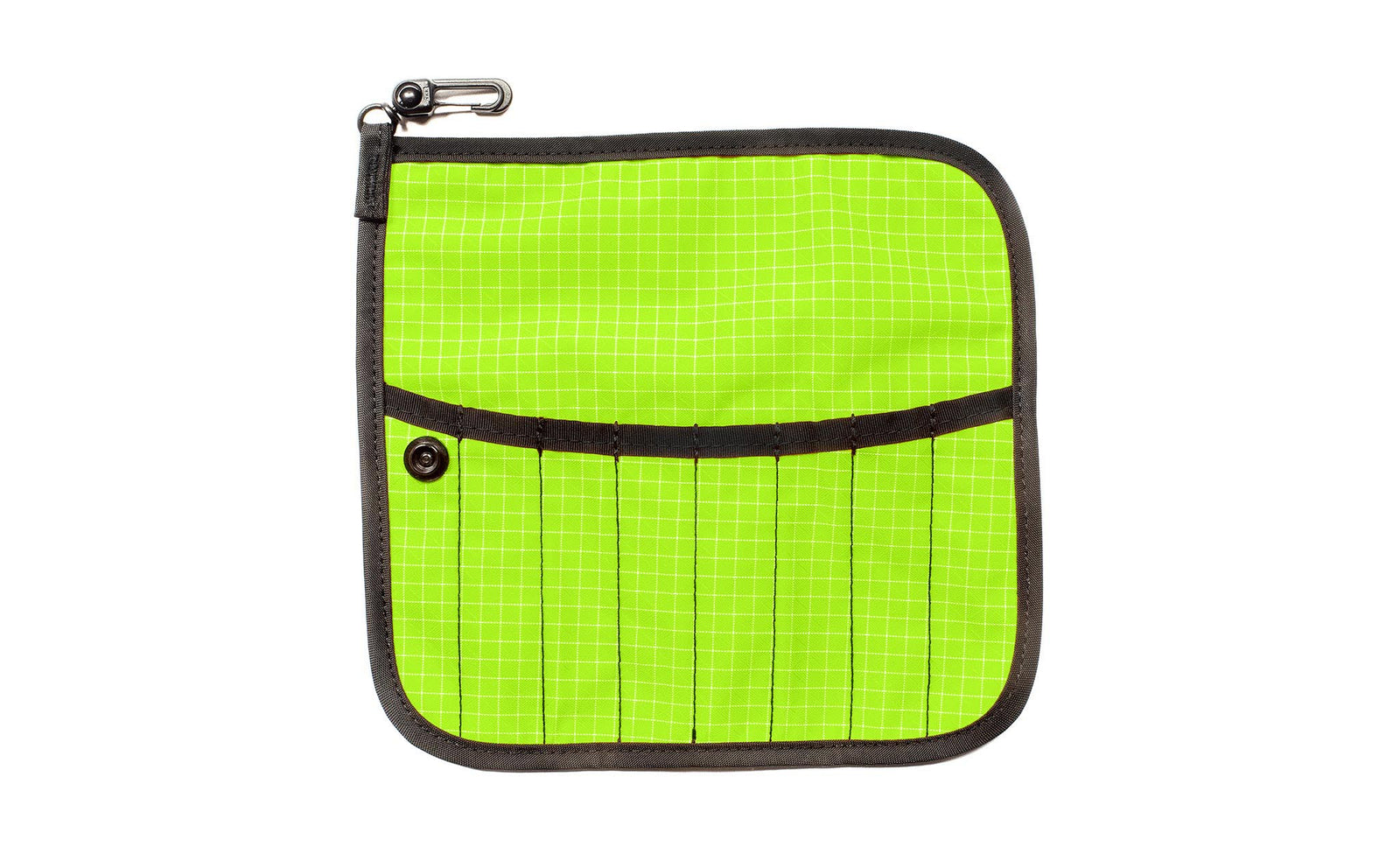 visible variant TB1235-1D^^The front of a Tool Pen Wrap in Kiwi (bright green with white grid) 200 Halcyon.
