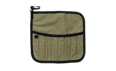 visible variant TB1235-8D^^The front of a Tool Pen Wrap in Taiga (olive green with white grid) 200 Halcyon.