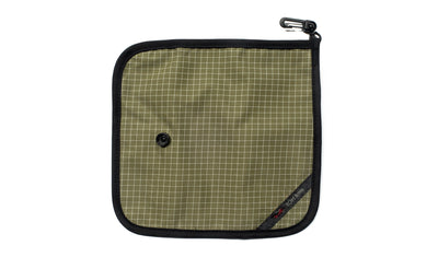 visible variant TB1235-8D^^The back of a Tool Pen Wrap in Taiga (olive green with white grid) 200 Halcyon.