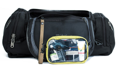 The 3D Clear Organizer Cube lashed to the top pocket of an Aeronaut 45 with a key strap.