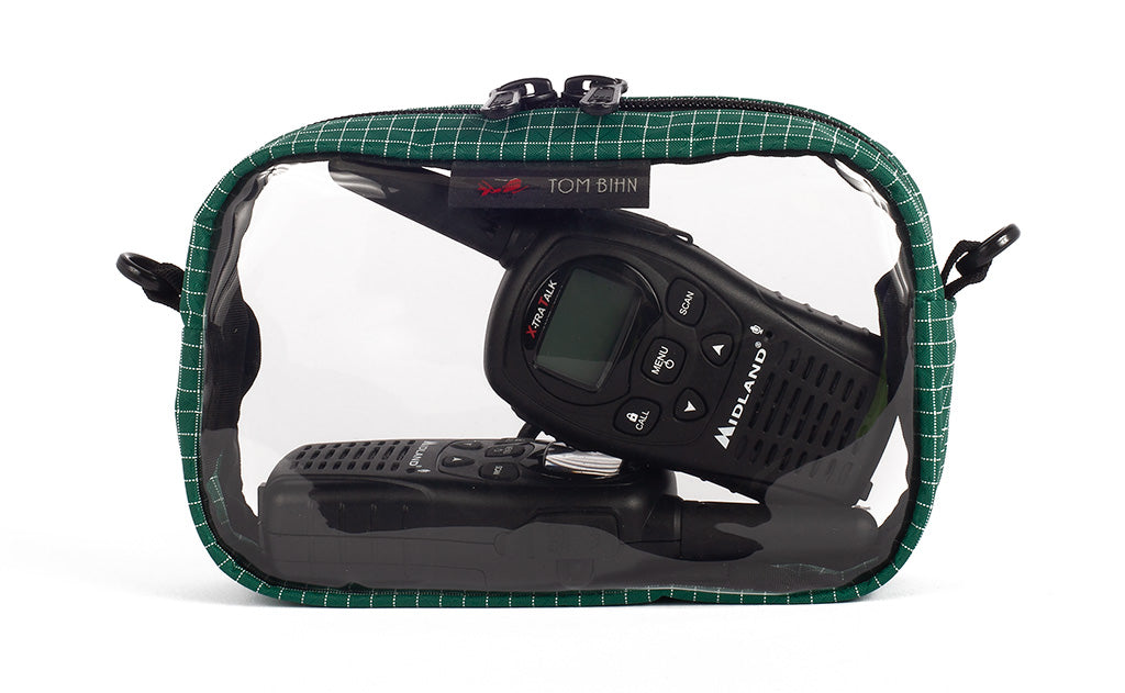 visible variant TB0917-KD^^A Sitka (dark green) with white grid pattern (Halcyon) 3D Clear Organizer Cube filled with sundries.