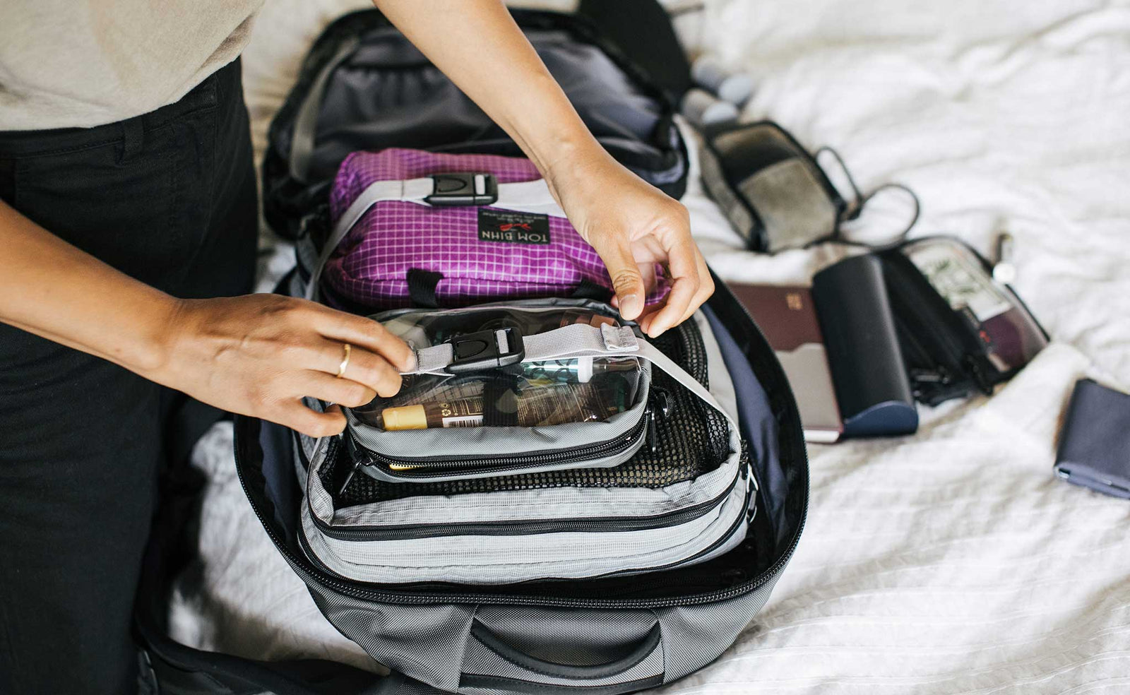 lifestyle visible^^3D Clear Organizer Cube packed in the Synik 22.