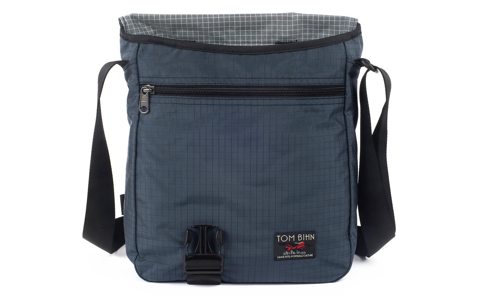 visible variant TB0202-THND^^A Medium Cafe Bag in Night Walk (blue-grey with grey grid) 400 Halcyon with Northwest Sky (light grey with white grid) 200 Halcyon interior