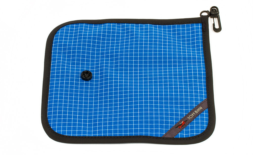 visible variant TB1235-ID^^The back of a Tool Pen Wrap in Island (blue with white grid) 200 Halcyon.