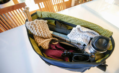 ^^A Maker's Bag holding knitting and knititng supplies.