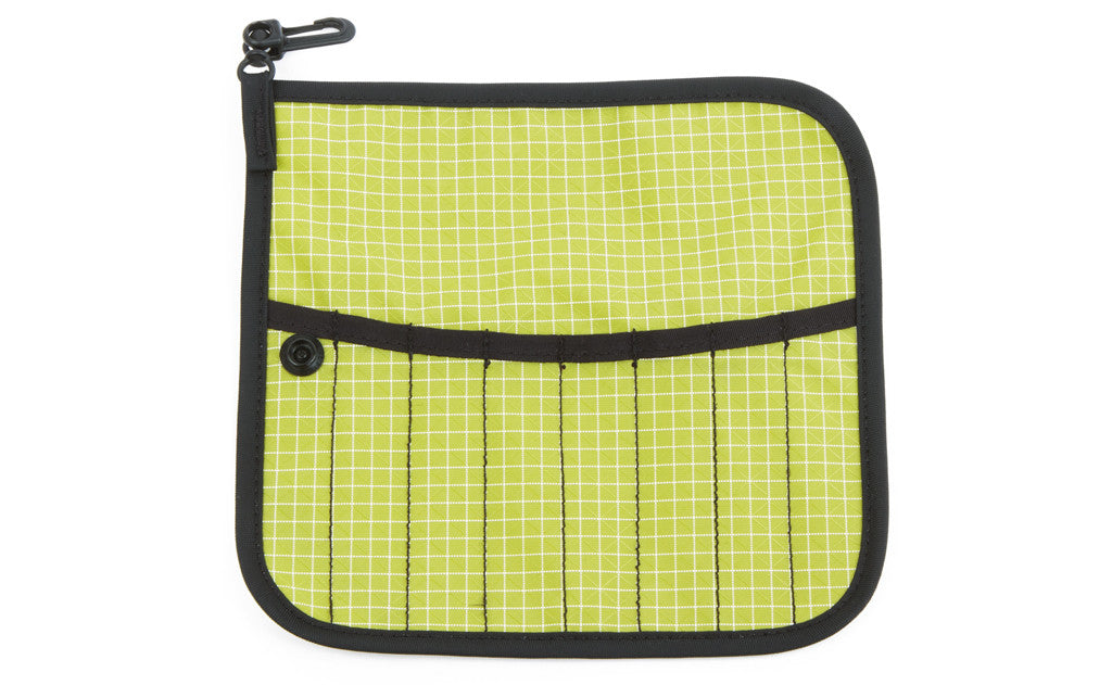 visible variant TB1235-WD^^The front of a Tool Pen Wrap in Wasabi (green with white grid) 200 Halcyon.