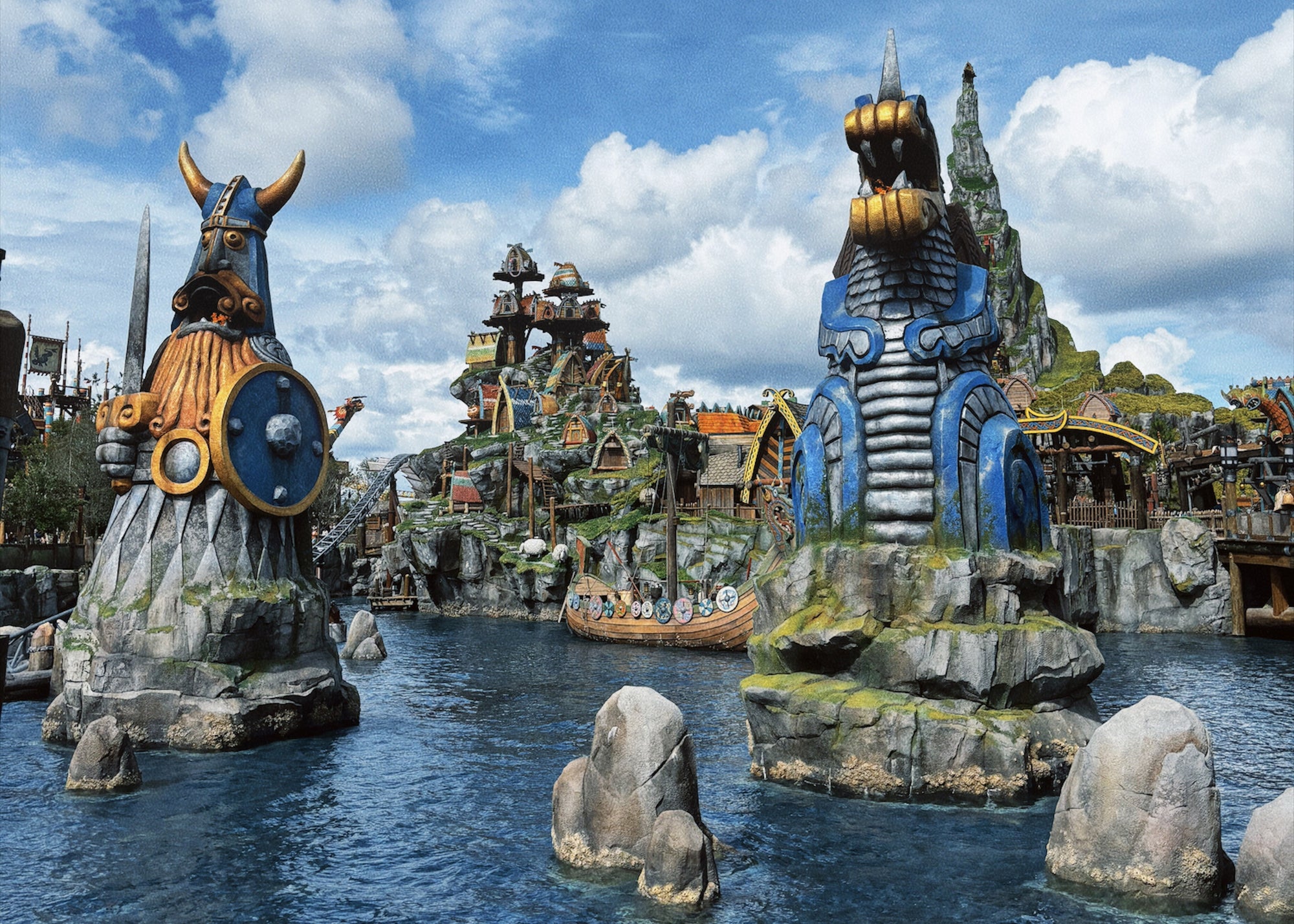 Waterfront of Berk within Epic Universe.
