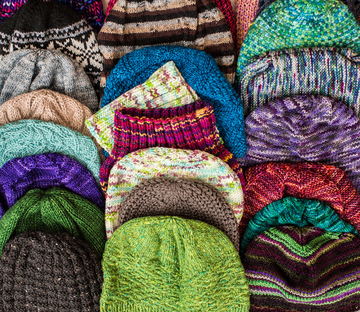 Hats knitted by the TOM BIHN Ravelry group for the TOM BIHN Crew
