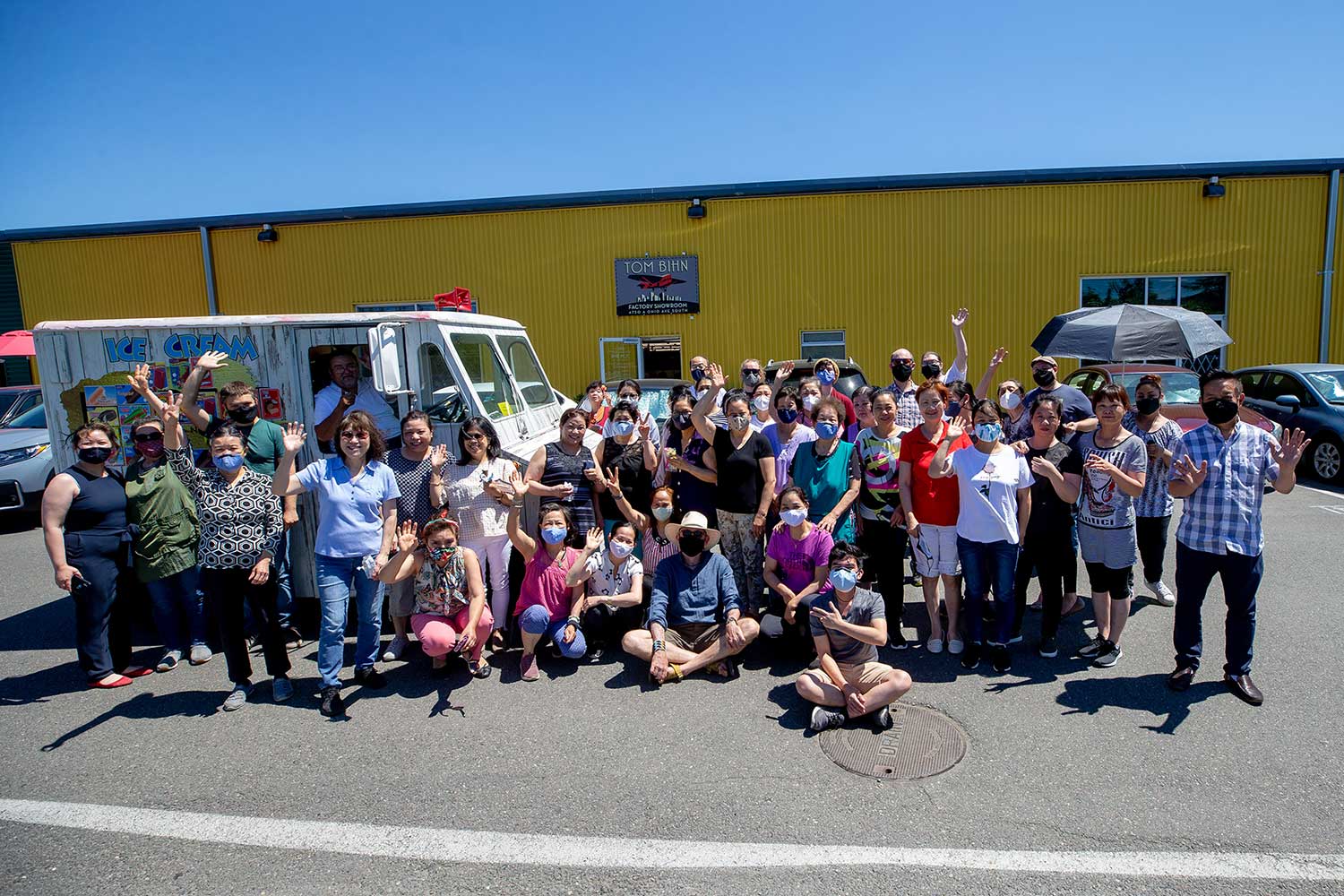 The TOM BIHN Crew outside of 4750A, our factory space in Seattle.