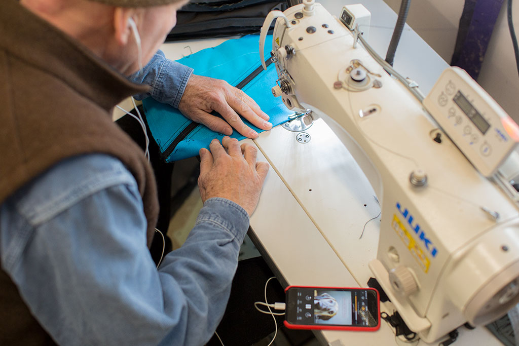 Tom Bihn Listening to Audibooks While Designing 