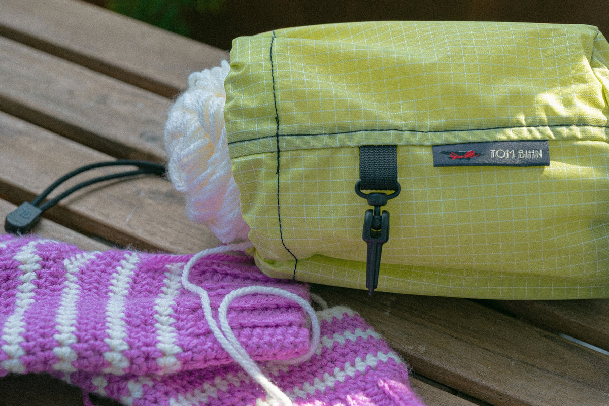 lifestyle visible^^A skein of yarn in the Yarn Stuff Sack.