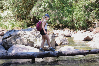 ^^Visible LifestyleGuide's Edition Synik 26 worn by hiking crossing stream