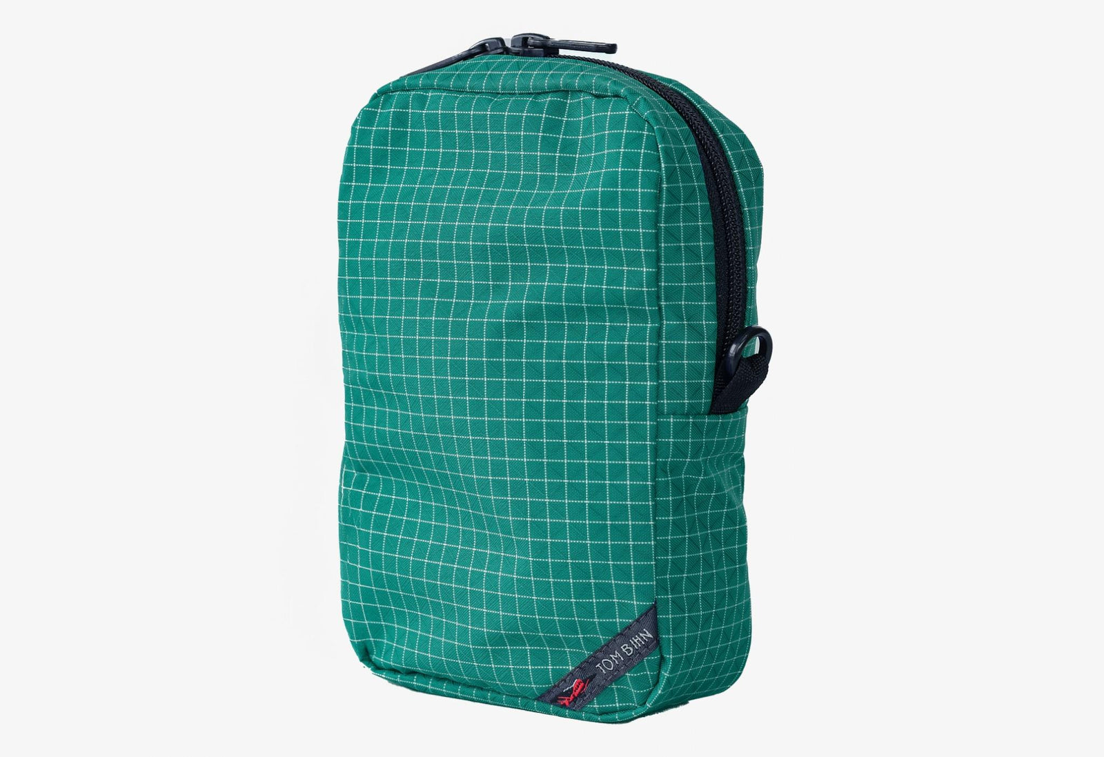 visible variant TB0912-ED^^ Green grid-patterned pouch with a brand logo on a white background