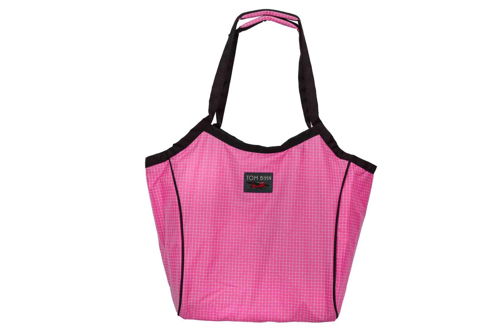 visible variant TB0610-PD^^The Original Large Shop Bag in Cerise (bright pink with white grid) 200 Halcyon.