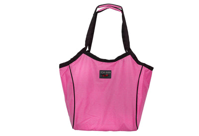 visible variant TB0610-PD^^The Original Large Shop Bag in Cerise (bright pink with white grid) 200 Halcyon.