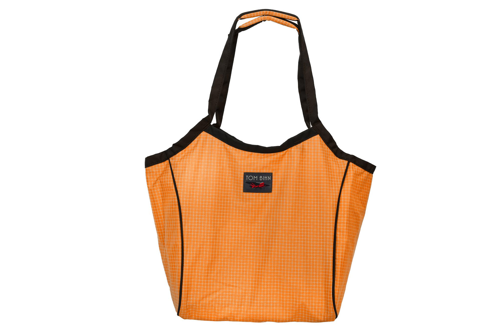 visible variant TB0610-ZD^^The Original Large Shop Bag in Zest (orange with white grid) 200 Halcyon.