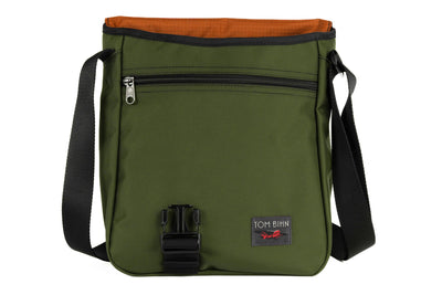 visible variant TB0202-VKPL^^Medium Cafe Bag in Saguaro 630 Ballistic with Persimmon (dark orange with light orange grid) 210 Cerylon interior