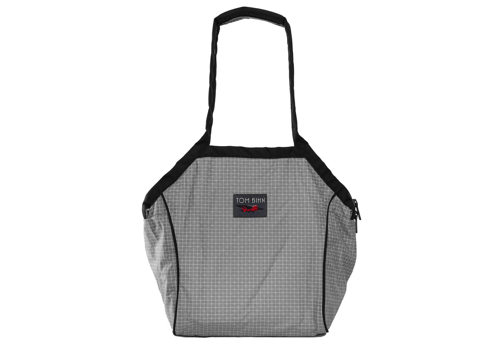 visible variant TB0612-ND^^A Small Zip-Top Shop Bag in Northwest Sky (light grey with white grid) 200 Halcyon.