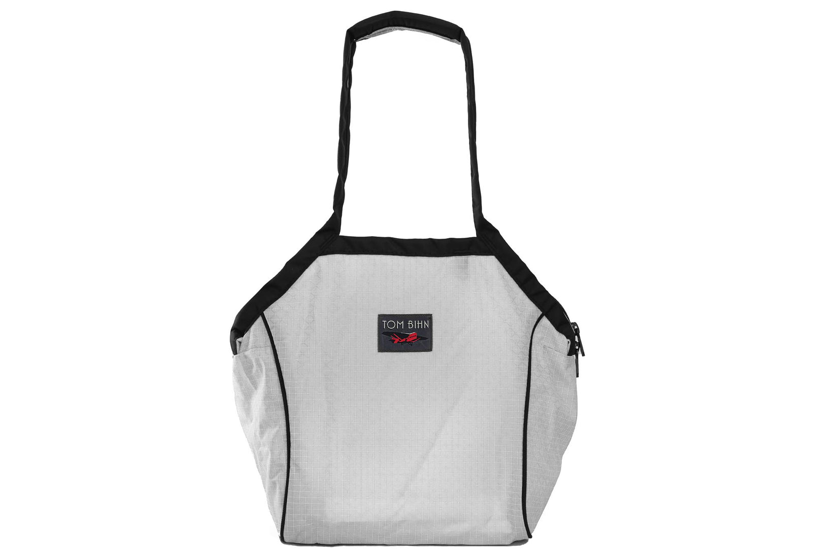 visible variant TB0612-TD^^A Small Zip-Top Shop Bag in Tahoma (white with white grid) 200 Halcyon.