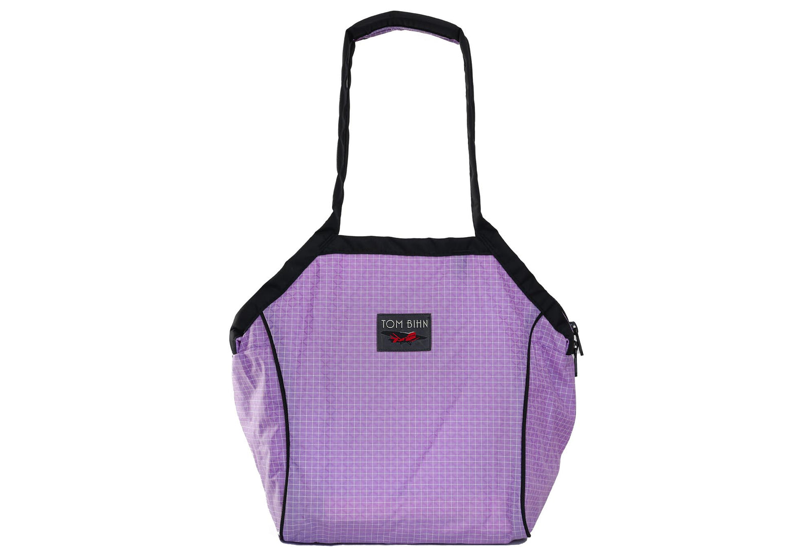 visible variant TB0612-YD^^A Small Zip-Top Shop Bag in Wisteria (light purple with white grid) 200 Halcyon.