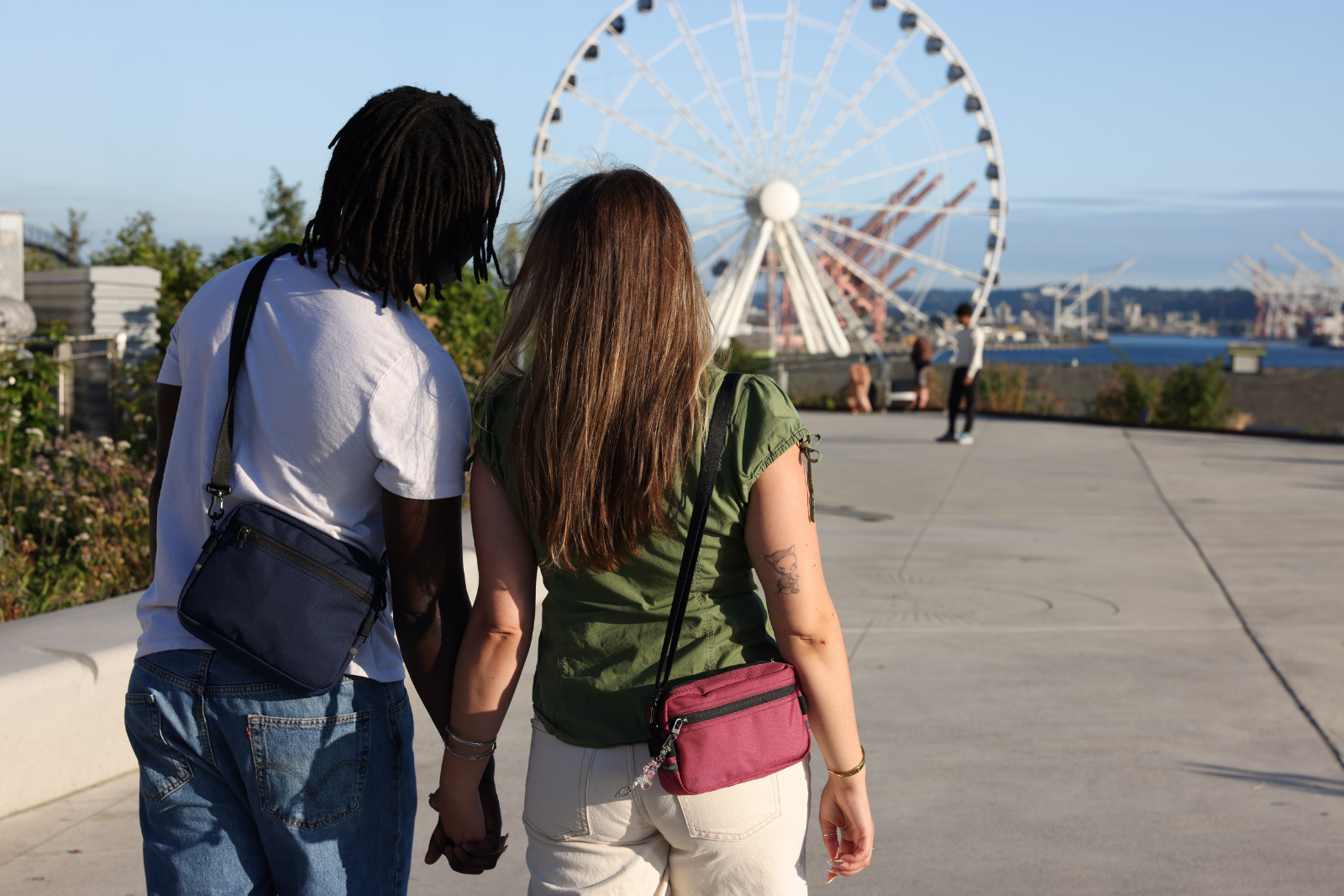 lifestyle visible^^Two people holding hands wearing Side effect and Side Kick.