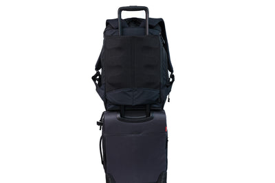 visible detail^^^The Smart Alec 2.0 over the handle of a rollaboard bag.