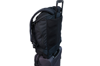 visible detail^^^The Smart Alec 2.0 over the handle of a rollaboard bag.