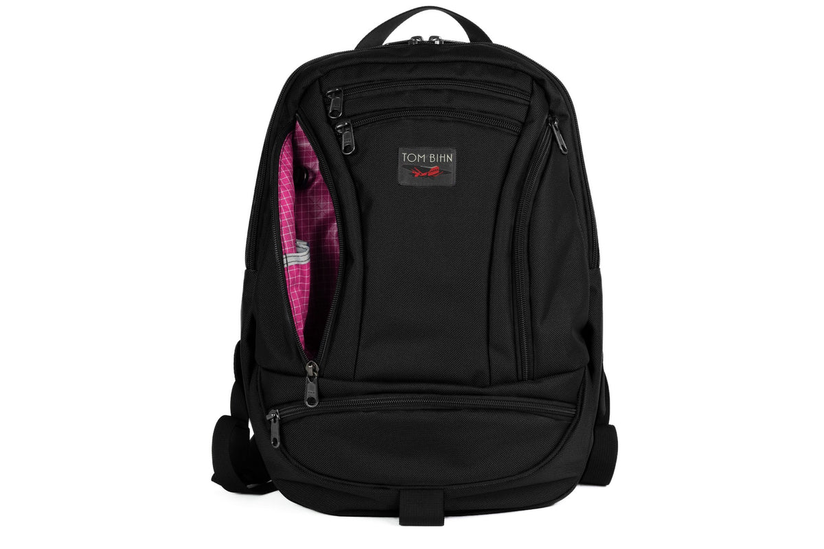 visible variant TB0112-BKPD^^The Synapse 19 in Black Ballistic with Cerise (pink with white grid) 200 Halcyon interior.