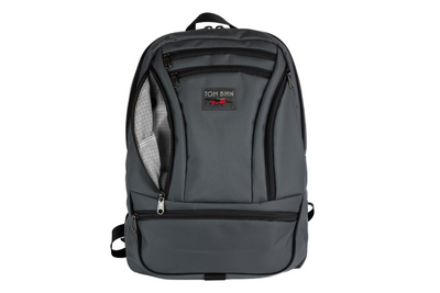 visible variant TB0113-GKND^^A Nebulous Grey Ballistic Synapse 25 with the side pocket open showing the Northwest Sky Halcyon lining color.