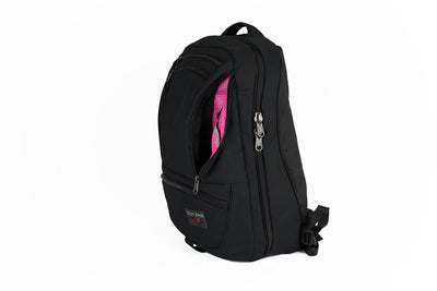 visible variant TB0121-BKPD^^A side shot of the Synik 30 in Black 525 Ballistic with the new Red Label and a Cerise 200 Halcyon interior.