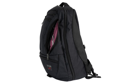 visible variant TB0121-BX5D^^Synik 30 in Black X-Pac with Acai (dark berry purple with white grid) interior.