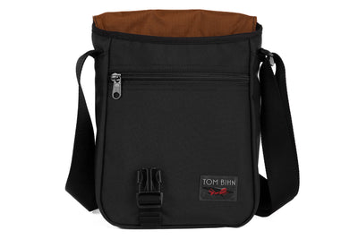 visible variant TB0201-BKPL^^The Small Cafe Bag in Black with a Persimmon interior