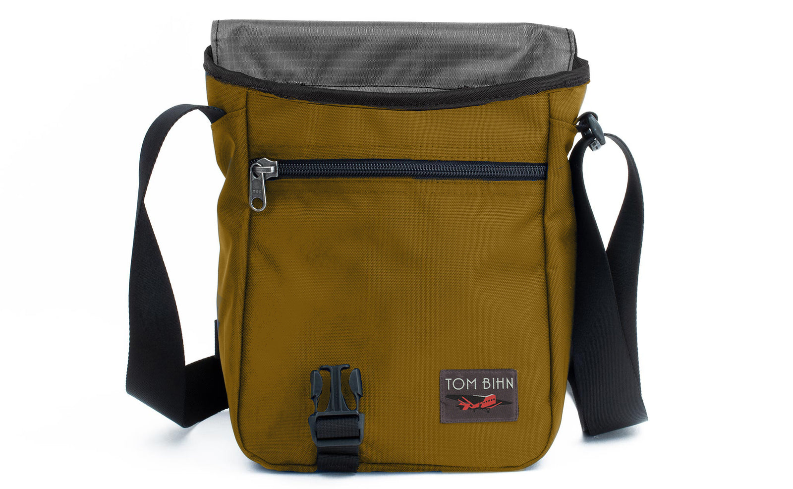 visible variant TB0201-CKGL^^A Small Cafe Bag in Coyote (brown) 525 Ballistic with Mountain Grey interior.