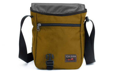 visible variant TB0201-CKGL^^A Small Cafe Bag in Coyote (brown) 525 Ballistic with Mountain Grey interior.