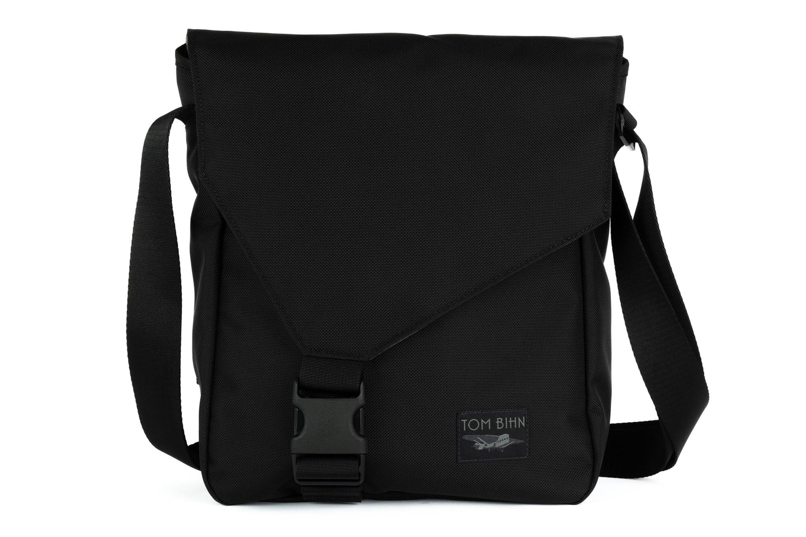 visible variant TB0202-BKGL^^Medium Cafe Bag in Black Ballistic with a grey label