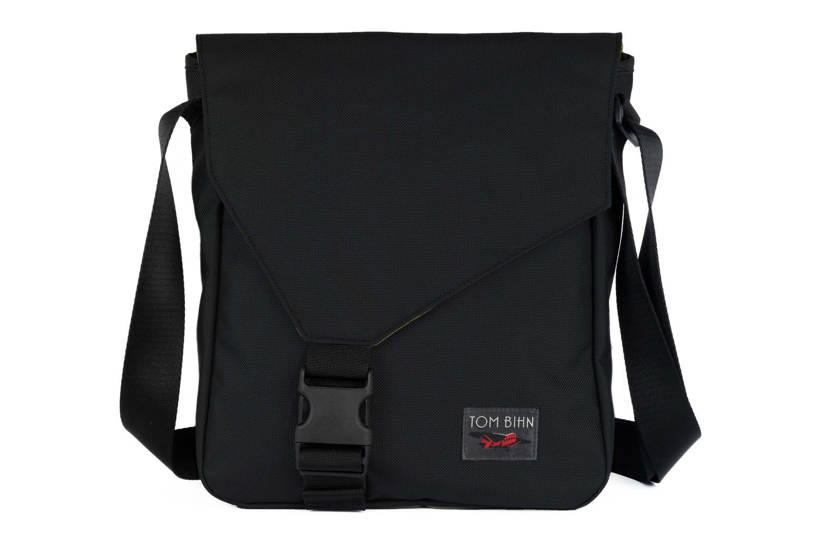 visible variant TB0202-BKML^^Medium Cafe Bag in Black Ballistic with Moss 210 Cerylon interior.