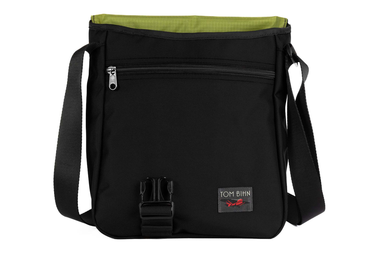 visible variant TB0202-BKML^^Medium Cafe Bag in Black Ballistic with Moss 210 Cerylon interior.