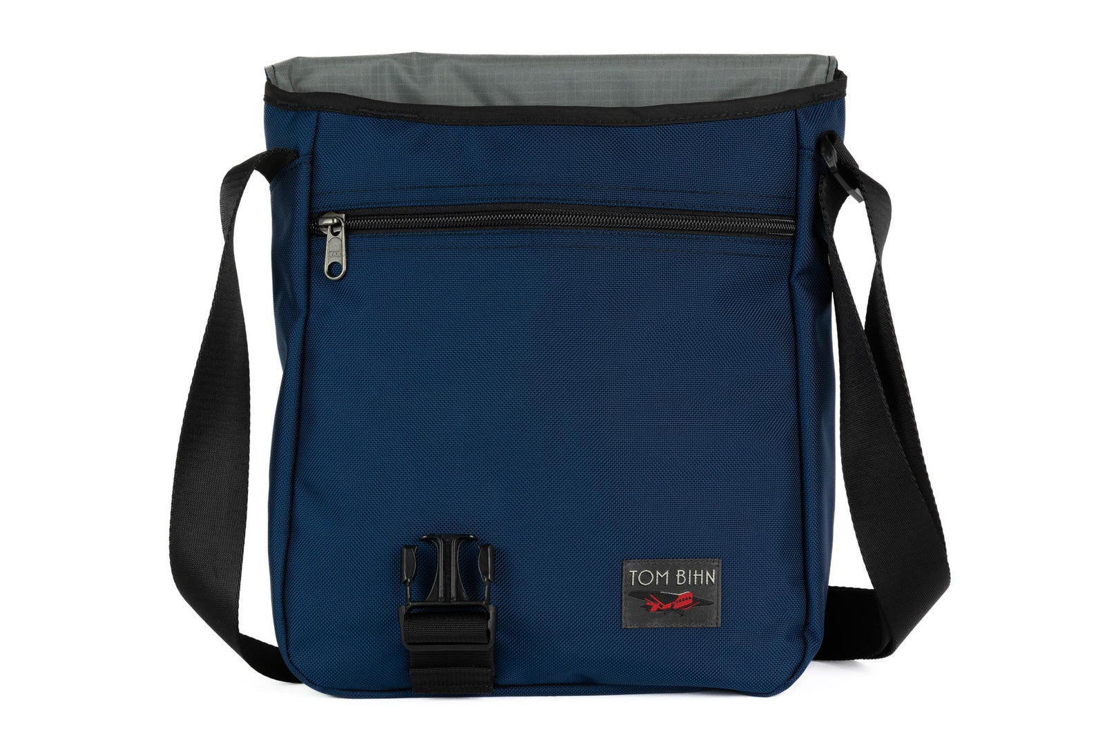 visible variant TB0202-DKGL^^Medium Cafe Bag in Deep Blue (dark blue) 525 Ballistic with Mountain Grey (grey with light grey grid) 210 Cerylon interior