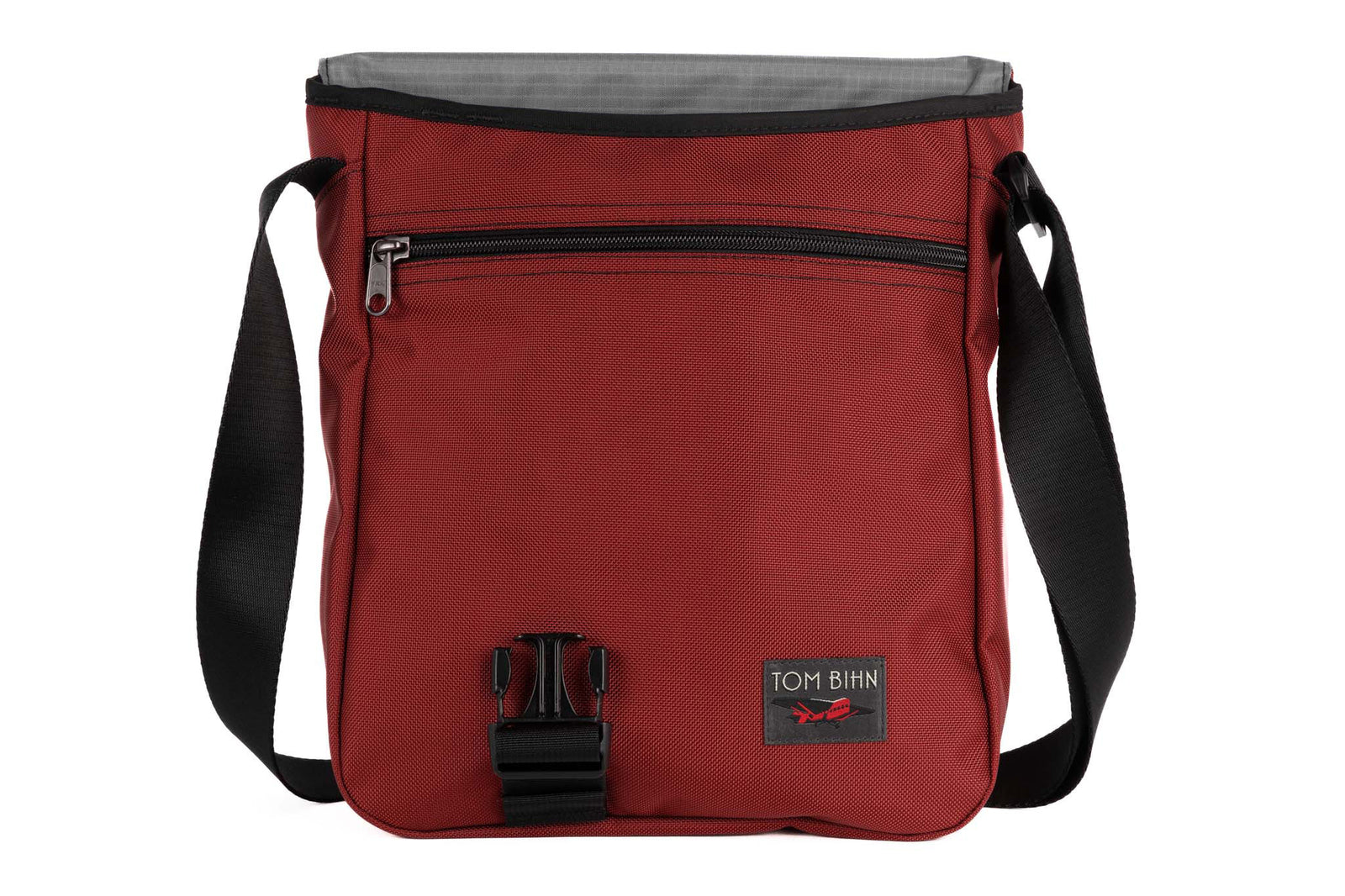 visible variant TB0202-MKGL^^The Medium Cafe Bag in Mars Red Ballistic with Mountain 210 Ceryon interior.