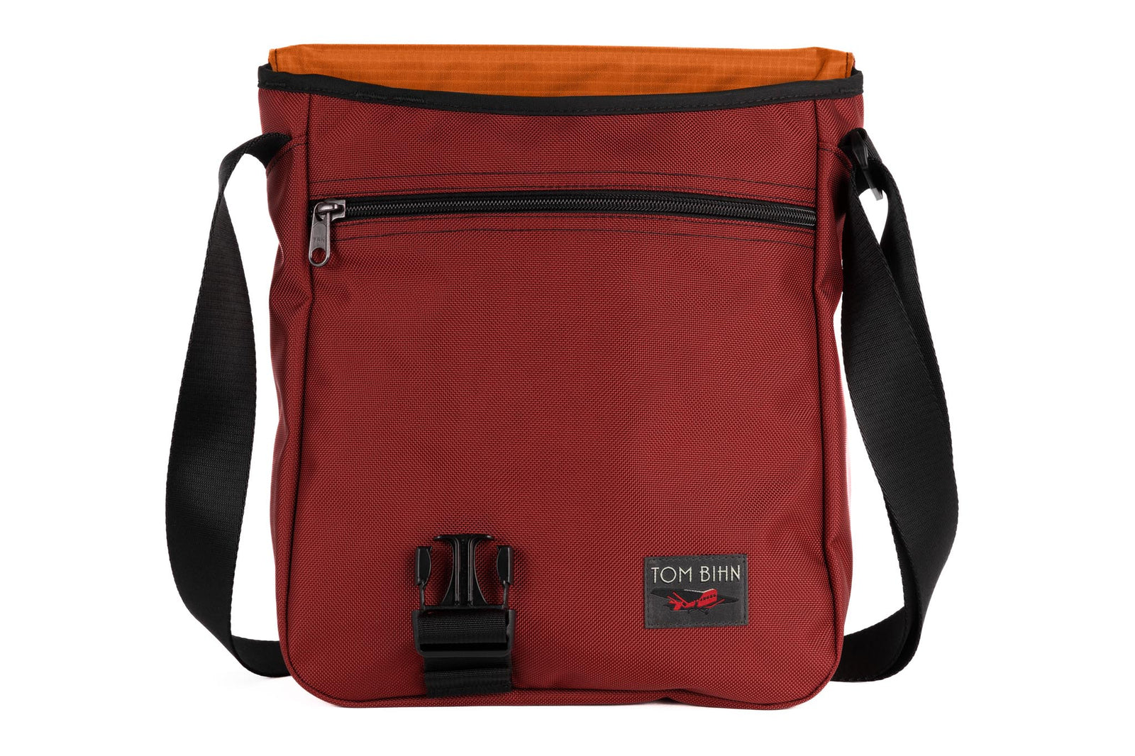 visible variant TB0202-MKPL^^The Medium Cafe Bag in Mars Red Ballistic with Persimmon 210 Ceryon interior.