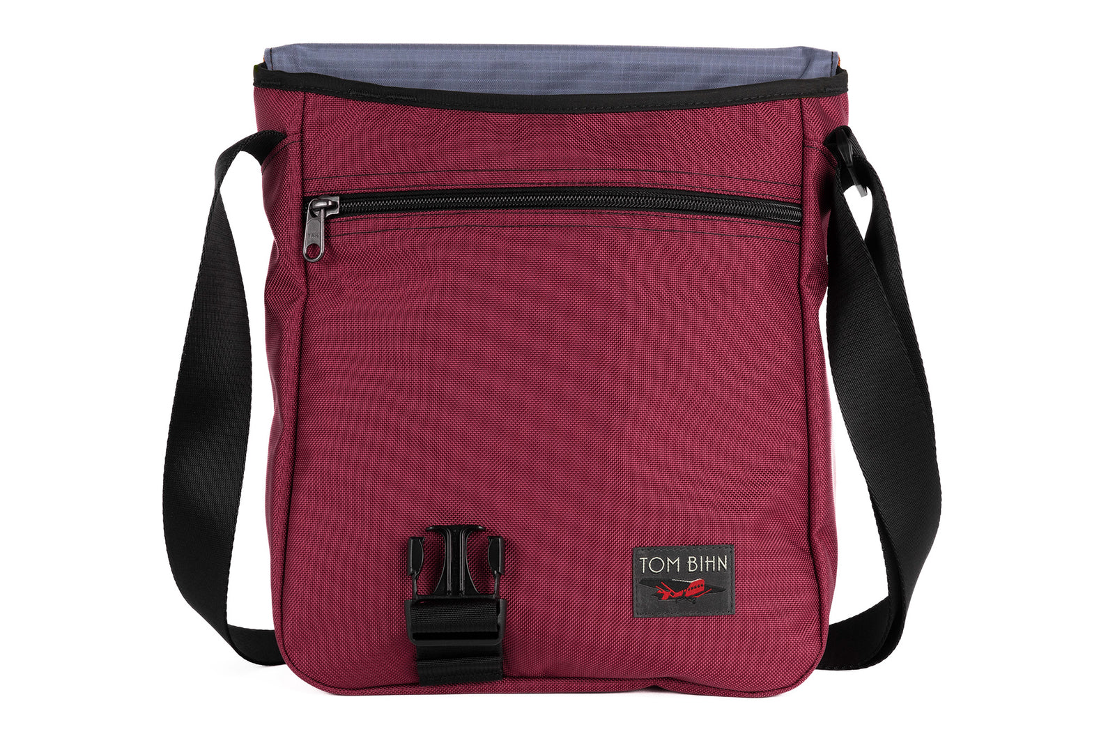 visible variant TB0202-PKDL^^Medium Cafe Bag in Raspberry (pale red) Ballistic with Dusk 210 Cerylon interior.