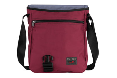 visible variant TB0202-PKDL^^Medium Cafe Bag in Raspberry (pale red) Ballistic with Dusk 210 Cerylon interior.
